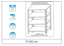 Estante con estantes lisos 200 H- Profundidad 40cm