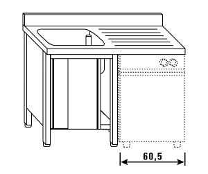 LT1180 Lavatoio su armadio per lavastoviglie 1 vasca 1 sgocciolatoio dx alzatina ante scorrevoli 140x60x85