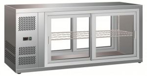 G-HAV131 Refrigerated stainless steel refrigerated display case sliding doors on both sides