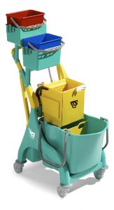 0P036519 Nick Plus 50 trolley with washing bucket with divider, buckets and bag holder