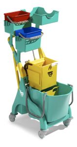 0P036539 Nick Plus 200 trolley with washing bucket with divider, buckets and storage tray