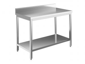 EUG2317-13 tavolo su gambe ECO cm 130x70x85h-piano con alzatina - ripiano inferiore