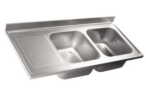 LV6032 Top sink Aisi304 stainless steel dim.1700X600 2 bowls 1 drainer left