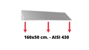 IN-699.50.16.430 Tetto inclinato in acciaio inox AISI 430 dim. 160x50 cm. per armadio IN-690.16.50.430