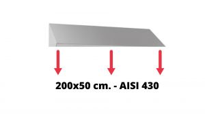 IN-699.50.20.430 Tetto inclinato in acciaio inox AISI 430 dim. 200x50 cm. per armadio IN-690.20.50.430
