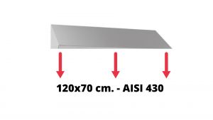 IN-699.70.12.430 Tetto inclinato in acciaio inox AISI 430 dim. 120x70 cm. per armadio IN-690.12.70.430