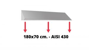 IN-699.70.18.430 Tetto inclinato in acciaio inox AISI 430 dim. 180x70 cm. per armadio IN-690.18.70.430
