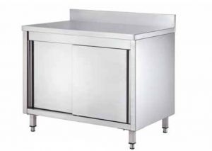 GDASR126A Cabinet table with sliding doors and splashback 1200x600x950