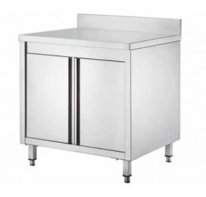 GDASR67A Cabinet table with hinged doors and splashback 600x700x950
