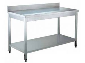 GDATS126A Work table on legs with lower shelf 1200x600x950 mm with upstand