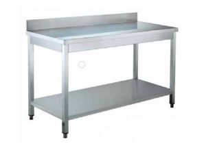 GDATS67A Work table on legs with lower shelf 600x700x950 mm with upstand