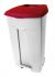 T102037 Conteneur à pédale mobile en plastique blanc-rouge 120 litres (pack de 3 pièces)
