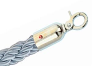 T106321 Cuerda gris 2 mosquetones de fijación cromadas para poste separador 1,5 m