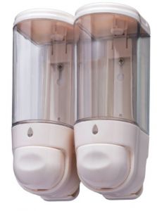 T110555 Mini liquid soap dispenser double 0,3+0,3 lt White ABS 