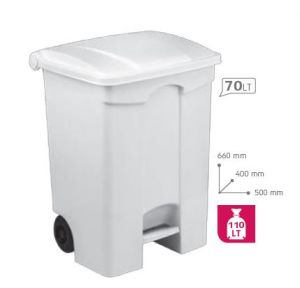 T115570 Mobile plastic pedal bin White 70 liters (Pack of 3 pieces)