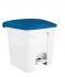T115355 White Plastic pedal bin Blue lid 30 liters 