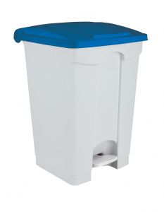 T115455 White Plastic pedal bin Blue lid 45 liters 
