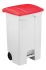 T115597 Mobile plastic pedal bin White 90 liters Red lid
