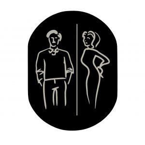 T719916 Plaque pictogramme aluminium noir Toilettes Homme et Femme