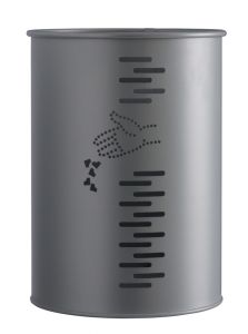 T778001 Gettacarte cilindrico acciaio grigio manganese da esterno 22 litri