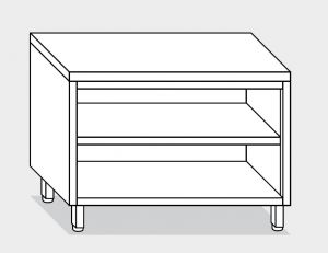 13000.15 Table armoire ouverte g40 cm 150x60x85h plateau lisse - étagère intermédiaire et inférieure