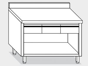 13004.17 Table armoire ouverte g40 cm 170x60x85h dosseret arrière - 4 tiroirs horizontaux