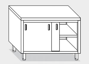 13202.14 Table armoire g40 cm 140x60x85h plateau lisse - portes coulissantes des deux côtés