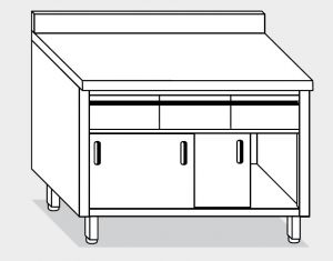 13204.19 Table armoire g40 cm 190x60x85h post-4 dosseret tiroir. portes coulissantes horizontales