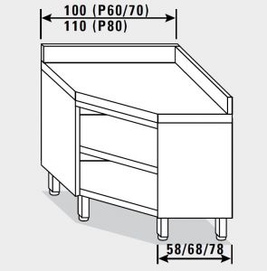 13401.10 Table armoire d'angle G40 cm 100x60x85h dosseret arrière - ouverte