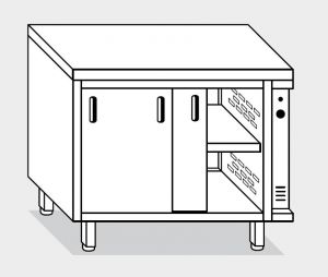 13600.18 Table armoire Warm g40 cm 180x60x85h plateau lisse - portes coulissantes - 2 éléments chauds