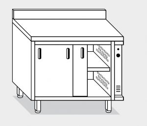 13601.10 Table armoire chaude g40 cm 100x60x85h dosseret arrière - portes coulissantes