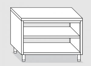 23002.15 Table ouverte passante Agi 150x60x85h cm plateau lisse - étagère intermédiaire et inférieure