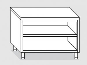 23100.14 Table armoire ouverte Agi 140x70x85h cm plateau lisse - étagère intermédiaire et inférieure