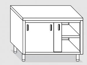 23202.14 Table armoire Agi cm 140x60x85h plateau lisse - portes coulissantes des deux côtés