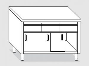 23203.11 Table armoire Agi cm 110x60x85h plateau lisse - 2 tiroirs. horizontale - portes coulissantes