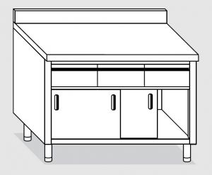 23204.15 Table armoire Agi cm 150x60x85h post-dosseret à 3 tiroirs. portes coulissantes horizontales