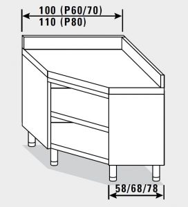 23505.11 Table armoire d'angle Agi 110x80x85h cm dosseret arrière - ouverte