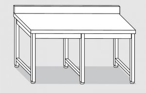 30101.24 Table sur 6 pieds passé cm 240x90x85h dosseret arrière - sans étagère inférieure
