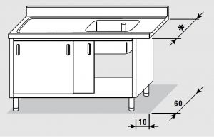 52501.13 Table armoire entrée gauche avec portes coulissantes faciles 130x*x85h cm 1 vasque
