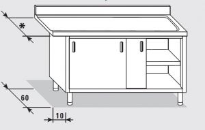 52700.13 Table armoire sortie droite avec portes coulissantes 130x*x85h cm