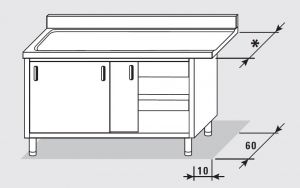 52701.20 Table armoire sortie gauche avec portes coulissantes agi cm 200x*x85h