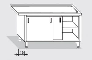 52703.17 Table armoire sortie droite avec portes coulissantes 170x60x85h cm sans dosseret