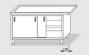 52704.11 Table armoire sortie gauche avec portes coulissantes faciles cm 110x60x85h sans dosseret